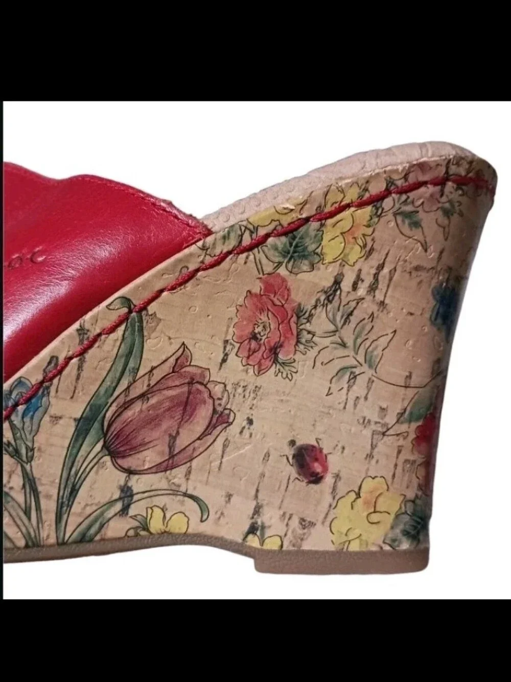 BOC Born Concept Cork Wedge Sandal Floral Lady Bug